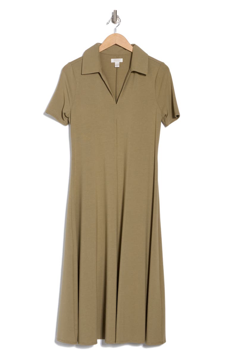 NORDSTROM RACK Short Sleeve Knit Polo Dress, Alternate, color, Olive Covert