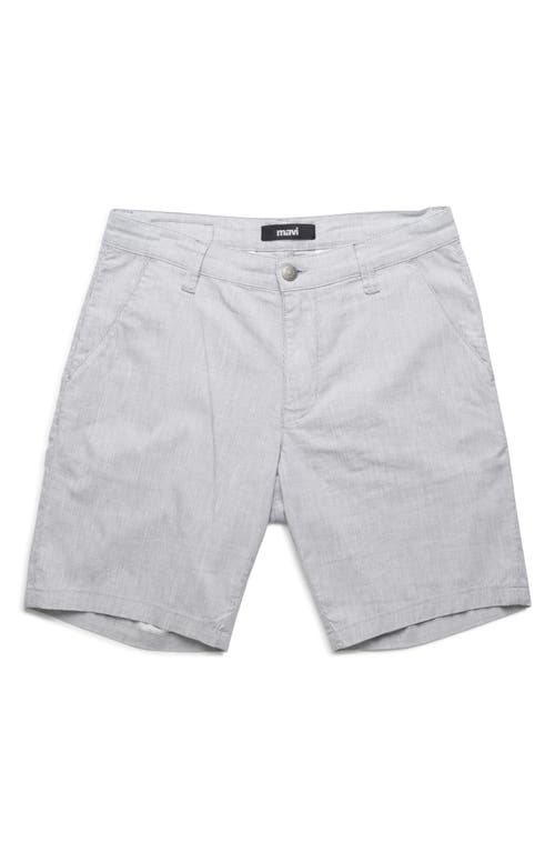 Mavi Jeans Noah Flat Front Stretch Cotton & Linen Shorts In Light Grey Linen Stripe