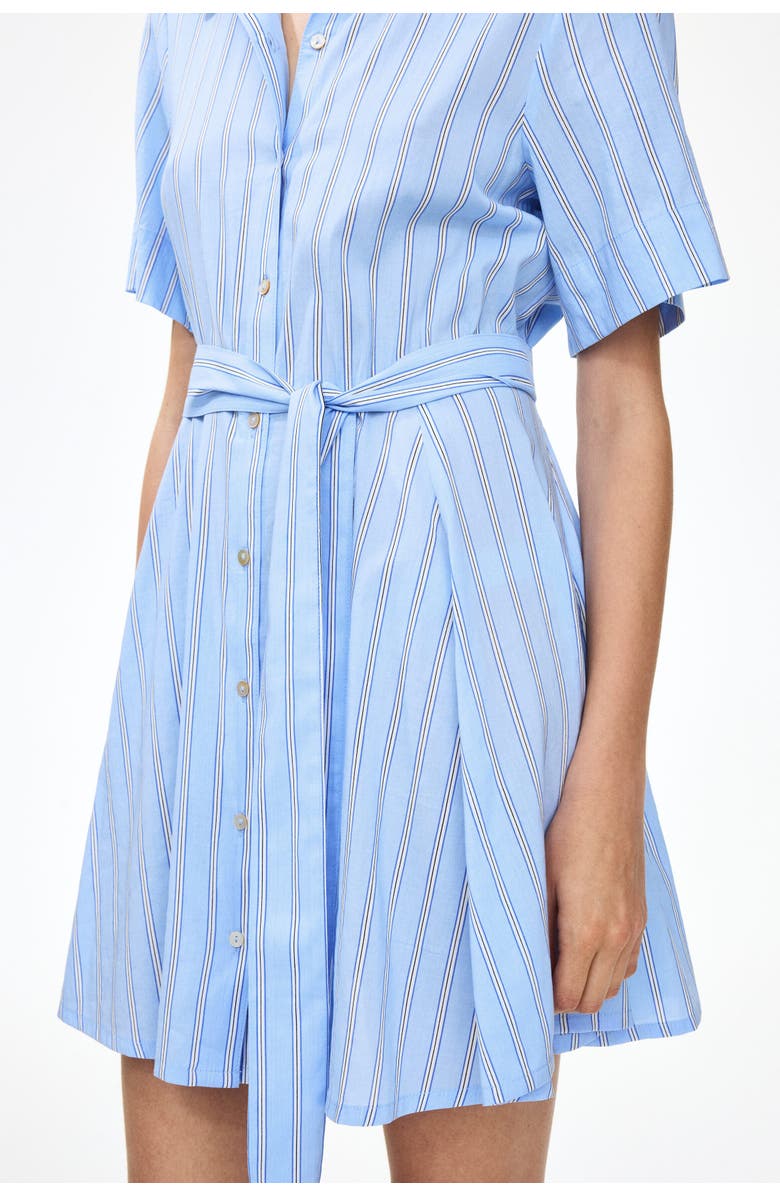 H&M Tie-belt Shirt Dress, Alternate, color, Light Blue/Striped