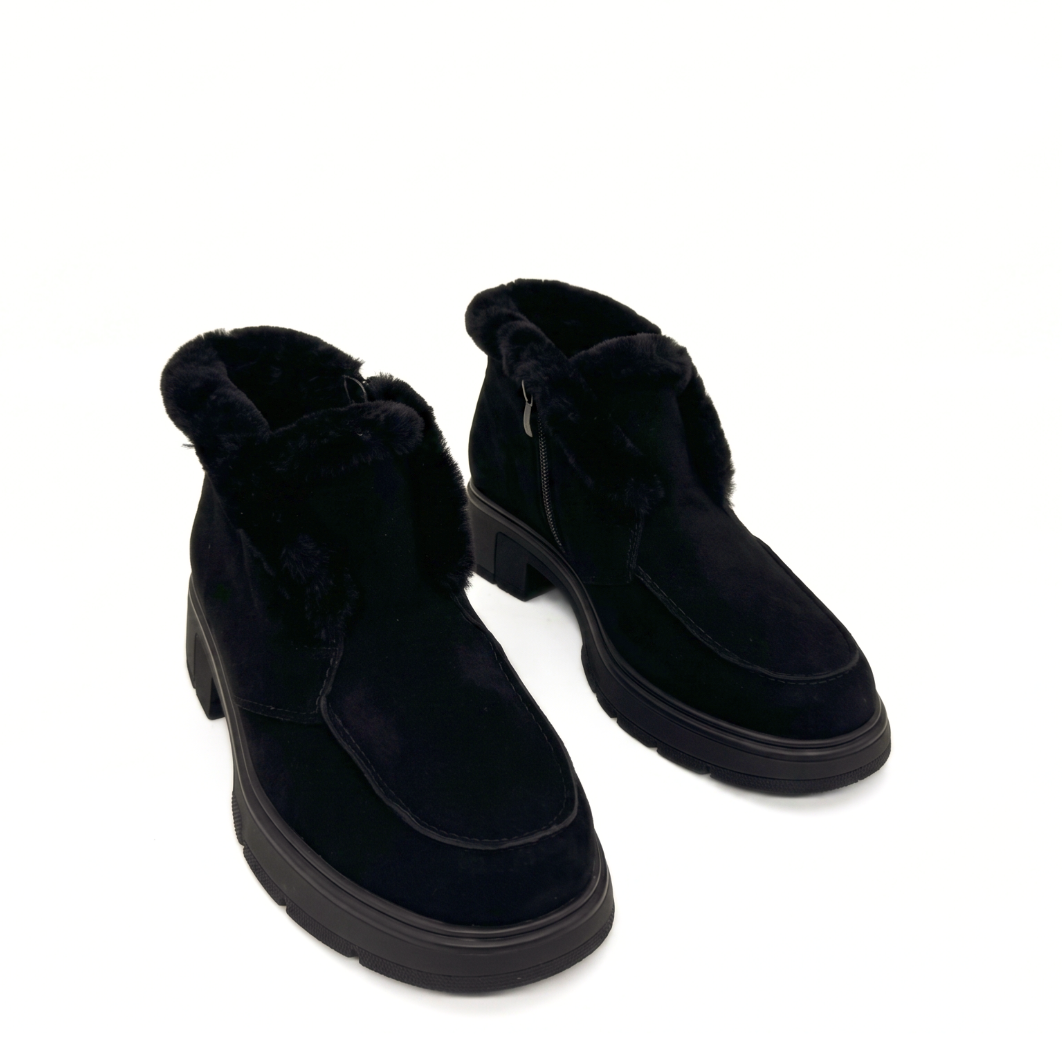 Meredith Suede Shearling Ankle Boot, Alternate, color, Black