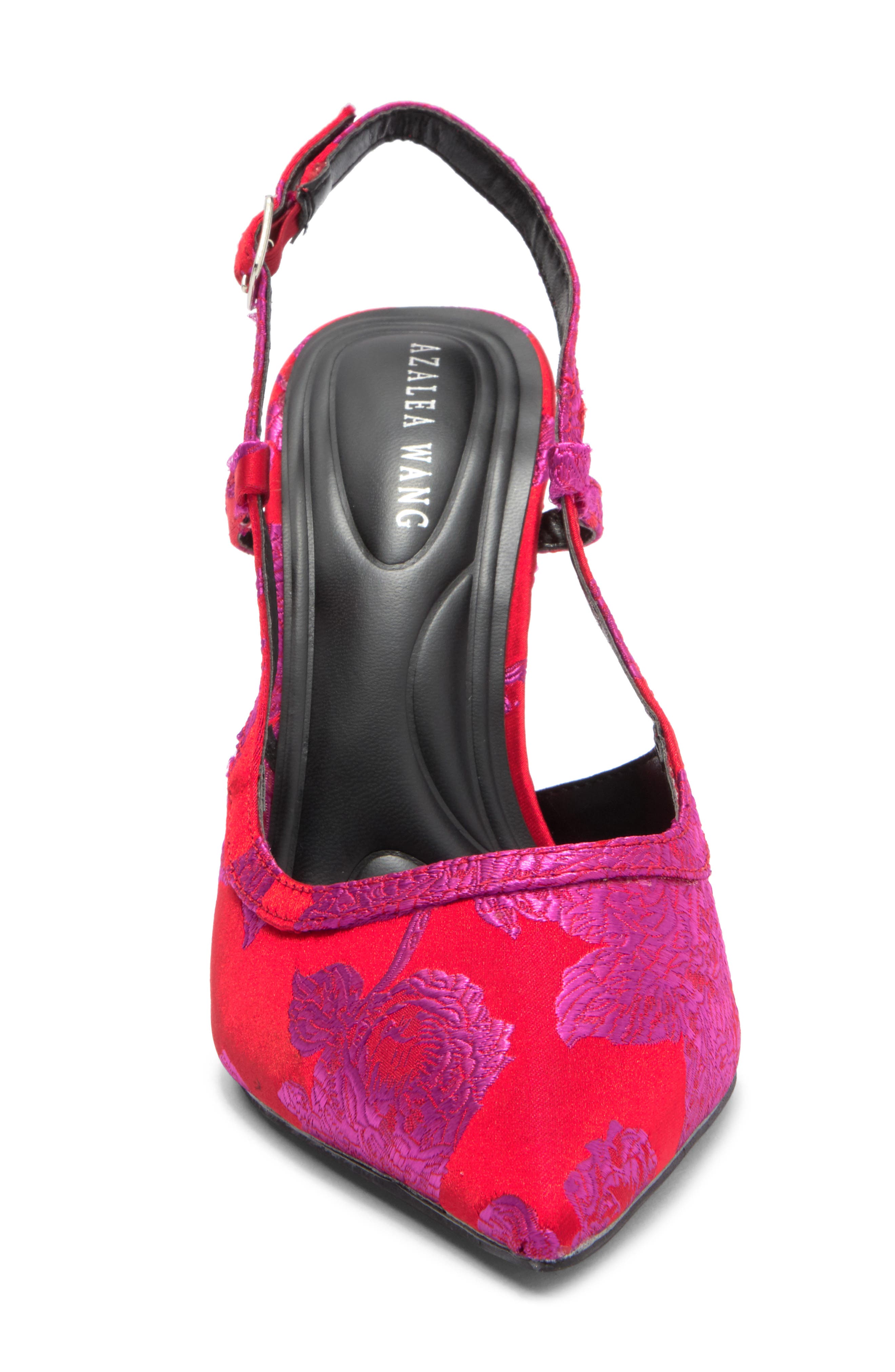 AZALEA WANG Vena Jacquard Slingback Pump, Alternate, color, Red