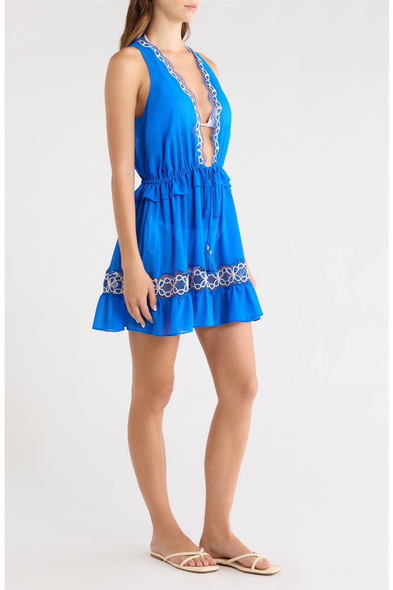 Gwendolyn Lace Trim Cover-Up Minidress, Alternate, color, OCEAN