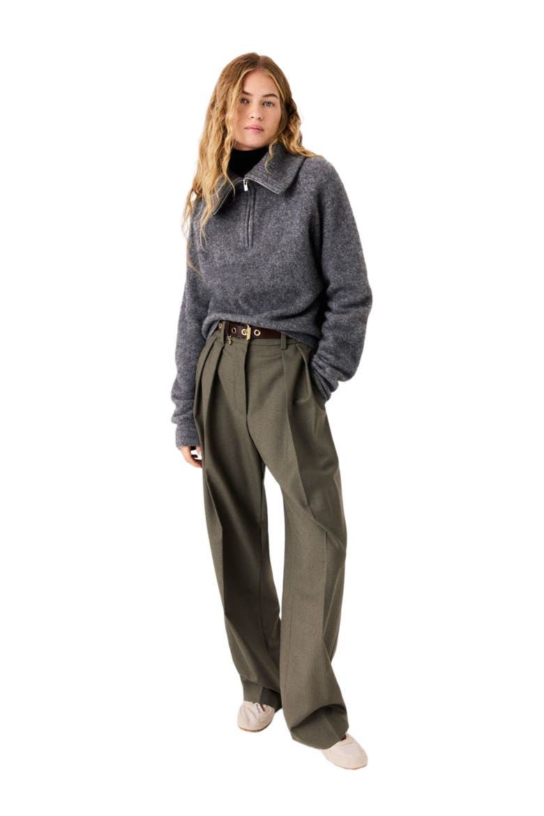 Zip-neck yak sweater, Alternate, color, Grey