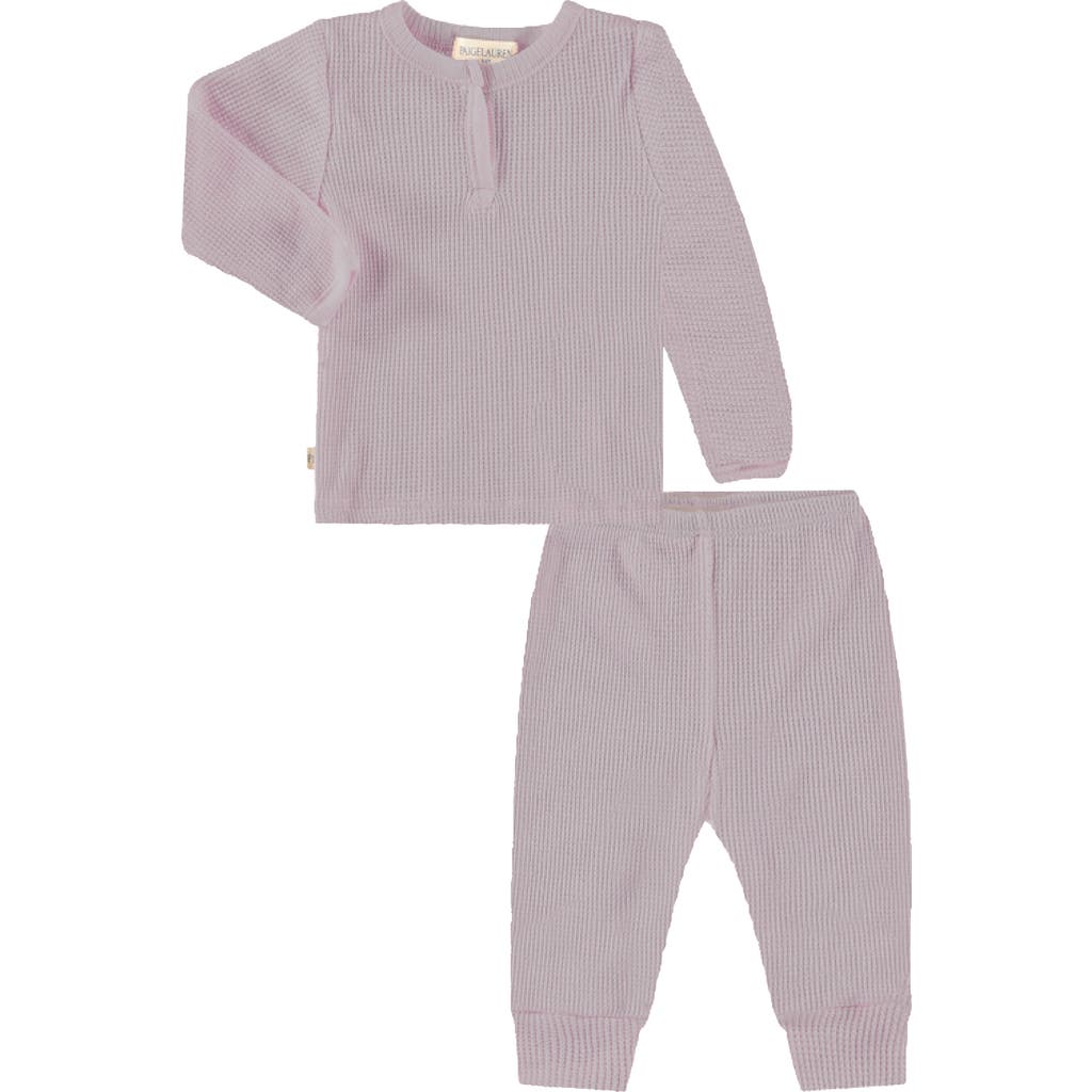 Paigelauren Kids' Thermal Henley & Leggings Set In Lavender