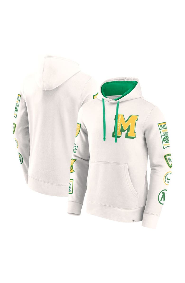 FANATICS Men's Fanatics  White Minnesota North Stars Vintage Letterman Pullover Hoodie, Main, color, White