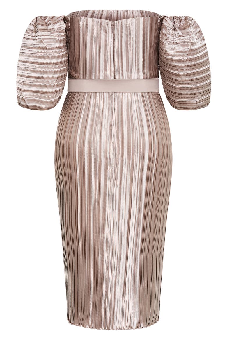 Krista Off the Shoulder Midi Dress, Alternate, color, CHAMPAGNE