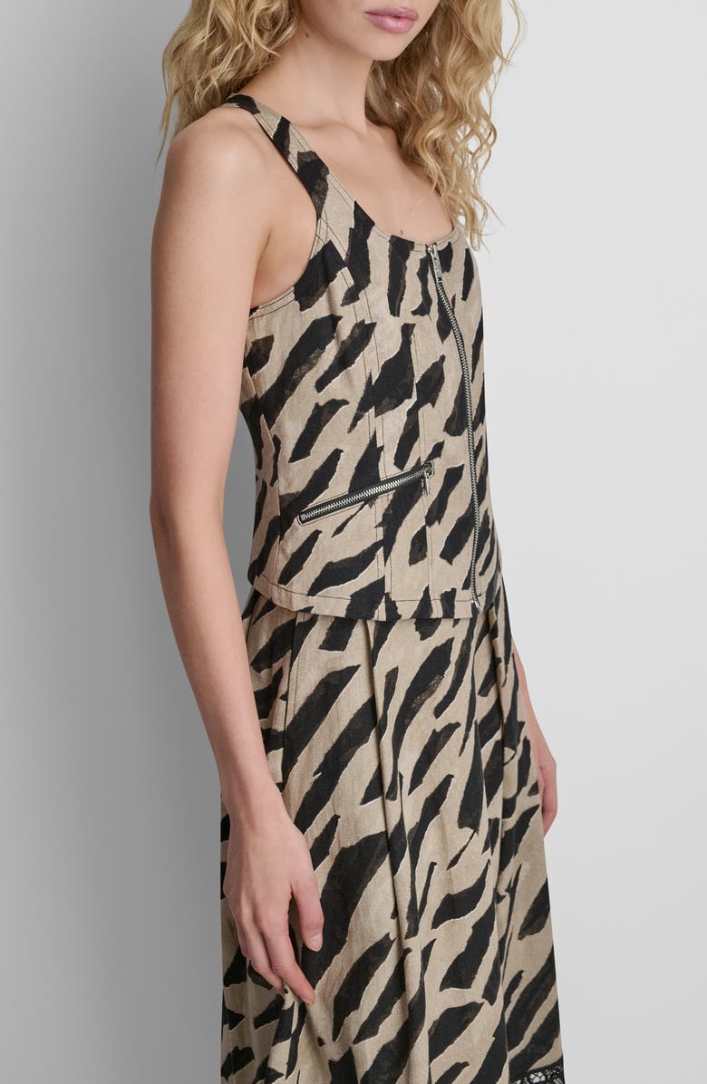 DKNY Animal Print Sleeveless Zip Top, Alternate, color, Geo Animal