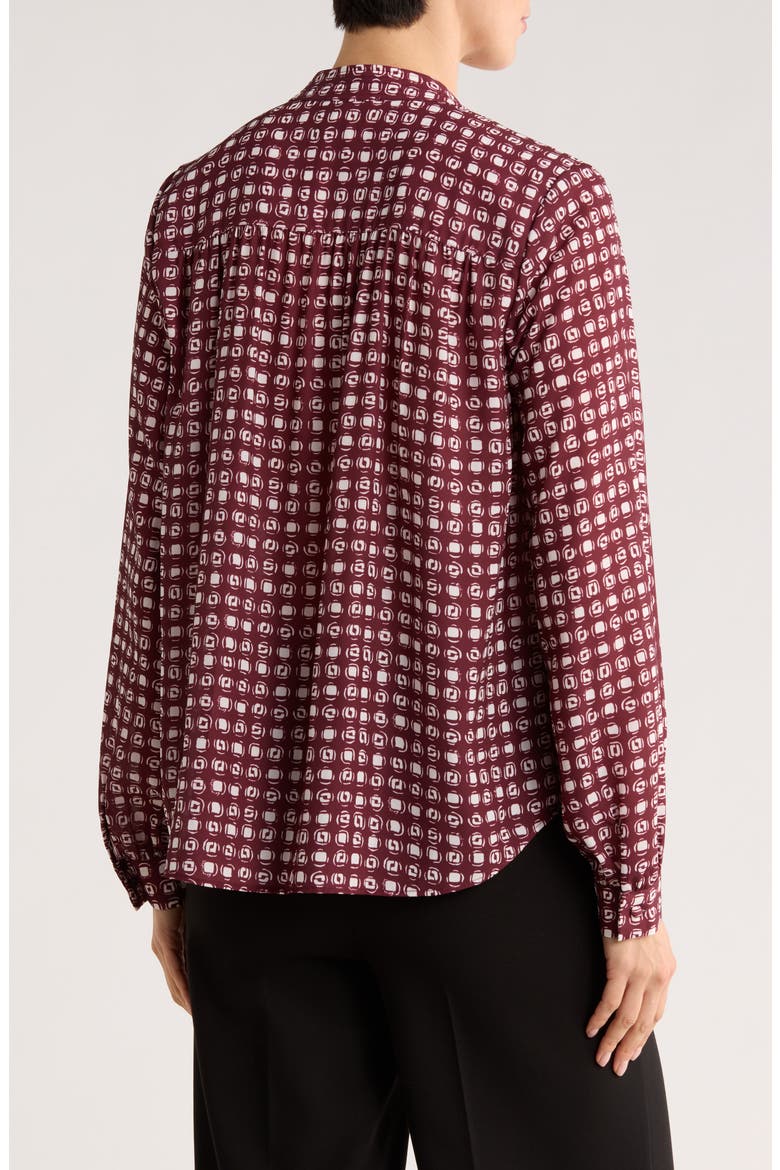 Long Sleeve Button-Up Shirt, Alternate, color, IVORY/ OXBLOOD