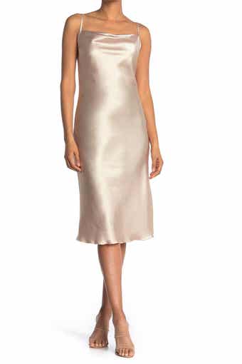 Satin Cowl Neck Midi Dress