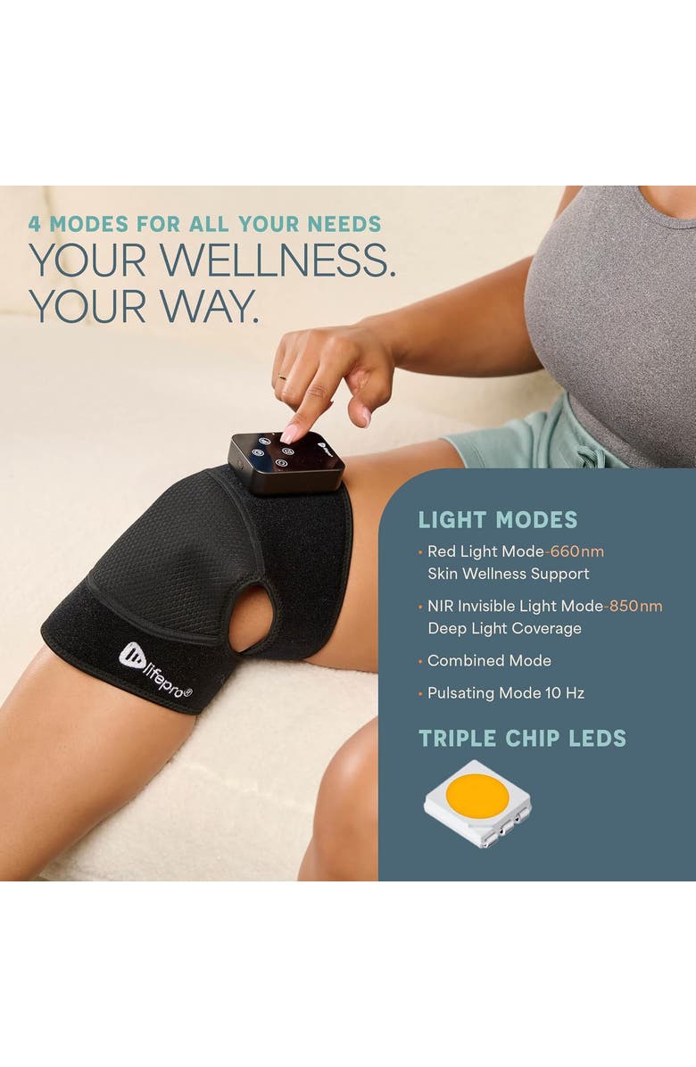 Lifepro Red Light Therapy Knee Massager 660nm & 850nm Infrared LED Knee Brace Device, Alternate, color, Rechargable
