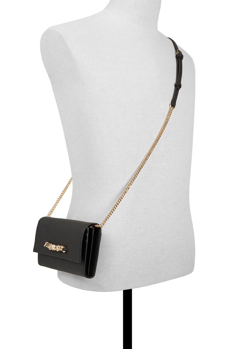 Ted Baker London Evie Charm Leather Clutch, Alternate, color, Textured Black/ Black