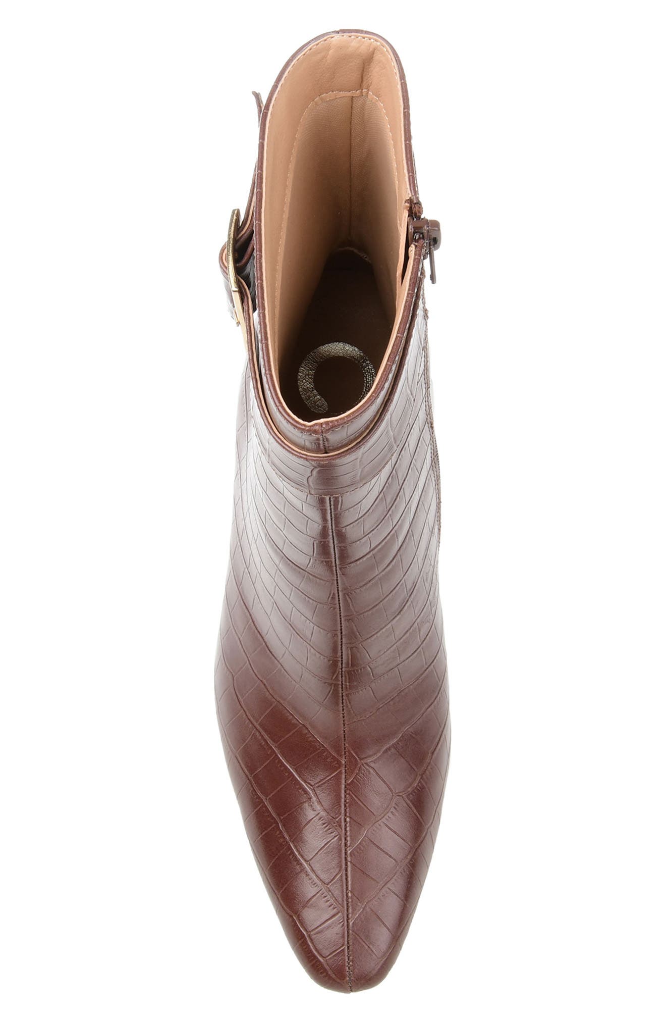 Journee Collection Elaine Croc Embossed Comfort Foam Bootie, Alternate, color, Brown