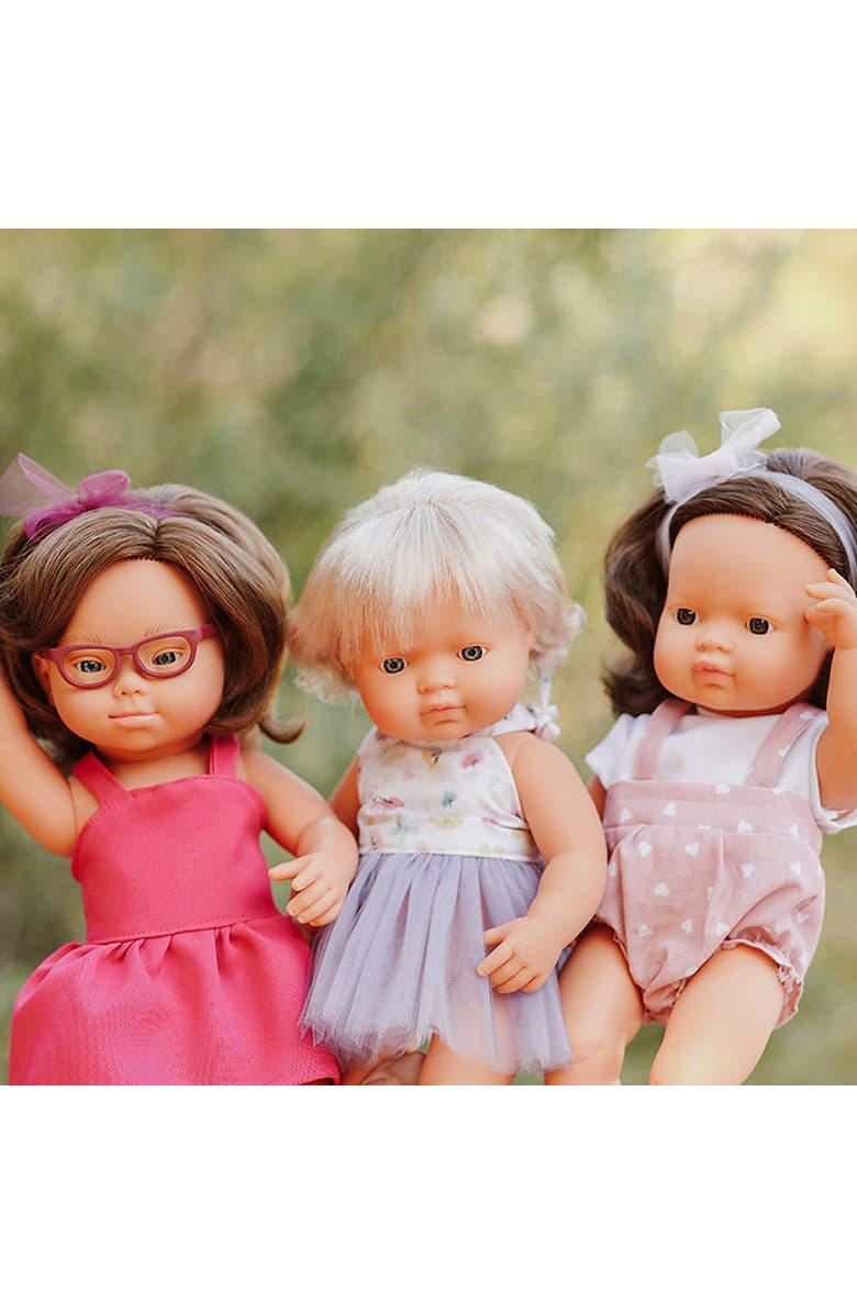 Miniland My Friends and Me Collection Brunette Baby Girl Doll with Down Syndrome and Glasses- 15", Alternate, color, Beige