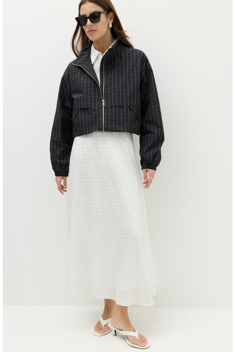 Checked Midi Skirt, Alternate, color, DARK PETROL/ IVORY