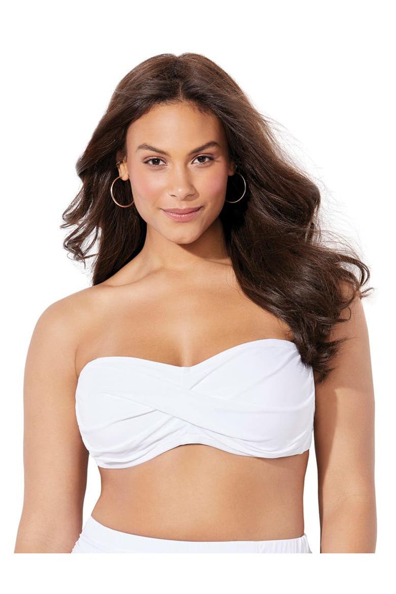 Valentine Ruched Bandeau Bikini Top, Main, color, White