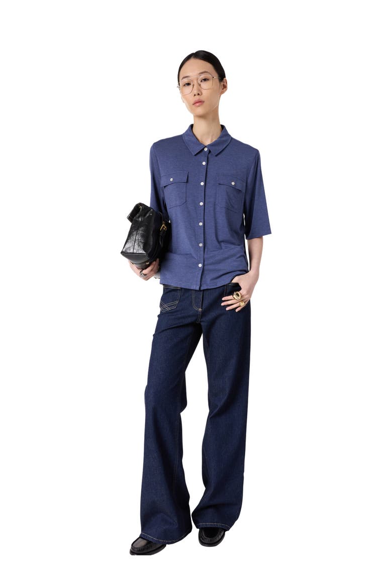 Myla Polo Collar Shirt, Alternate, color, Indigo