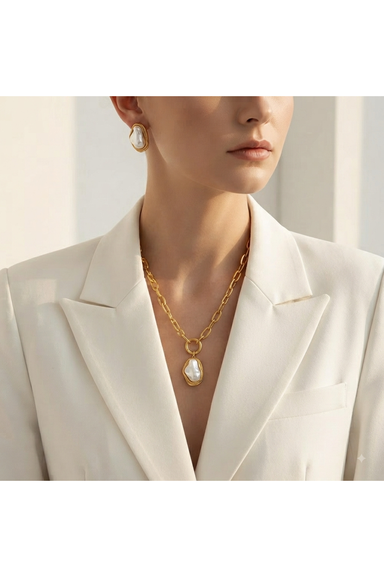 Paige Baroque Pearl Necklace, Alternate, color, Gold & White Pearl