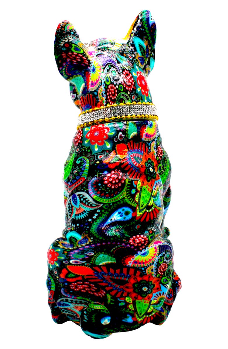 INTERIOR ILLUSIONS Flower Sitting French Bulldog Statue, Alternate, color, Multi-Color