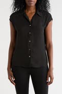 T Tahari Cap Sleeve Button-Up Shirt