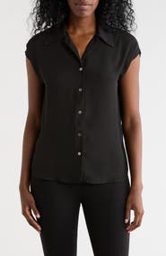 T Tahari Cap Sleeve Button-Up Shirt