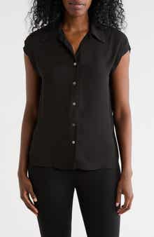 T Tahari Cap Sleeve Button-Up Shirt