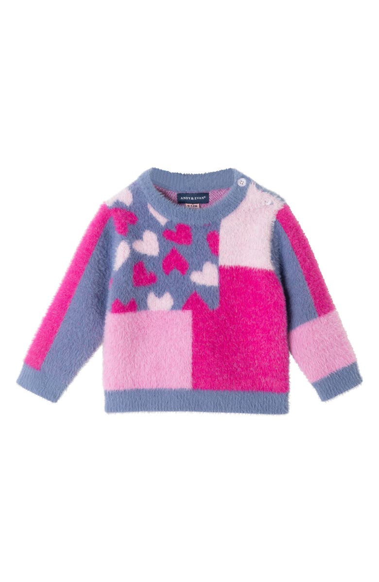 Andy & Evan Sweater, Joggers & Headband Set, Alternate, color, Pink Hearts