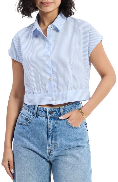 Women's Oversized Crop Shirt White Medium