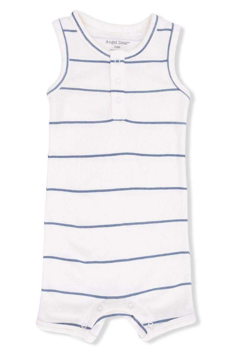 Stripe Henley Romper, Main, color, BEIGE