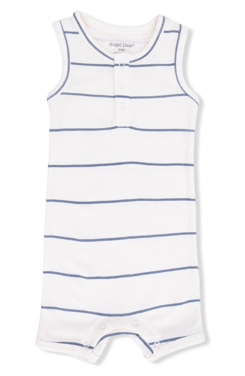 Angel Dear Stripe Henley Romper in Beige at Nordstrom, Size 6-12M