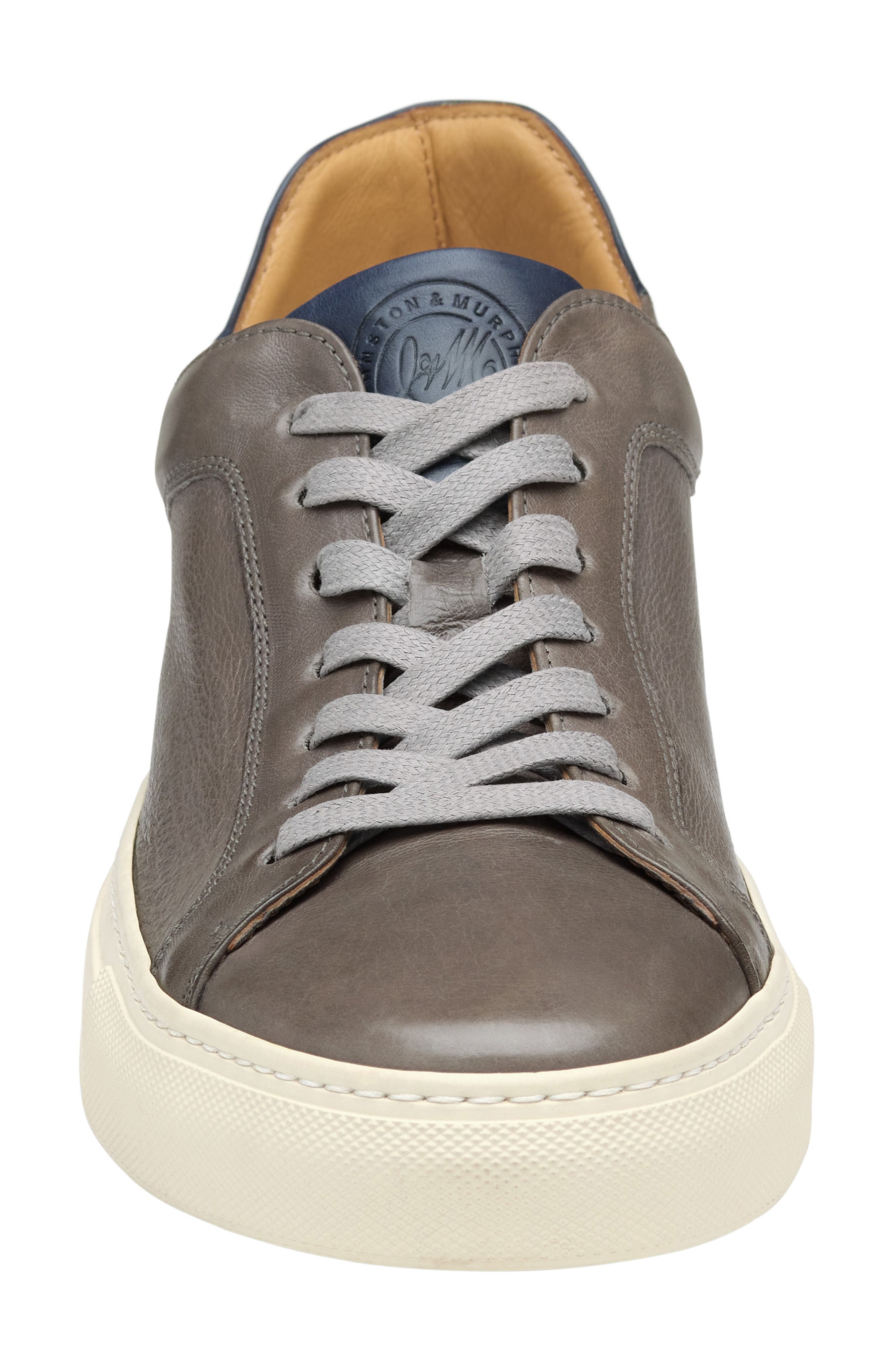 JOHNSTON & MURPHY COLLECTION Jared Lace-to-Toe Sneaker, Alternate, color, Gray Italian Calfskin