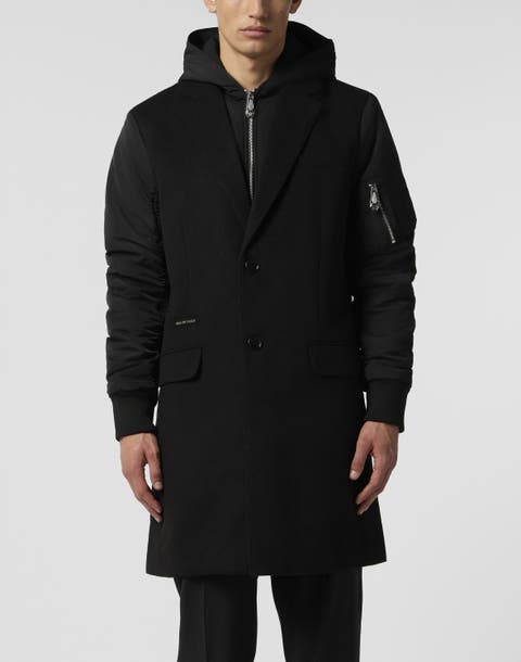 Single Breast Hooded Coat Men