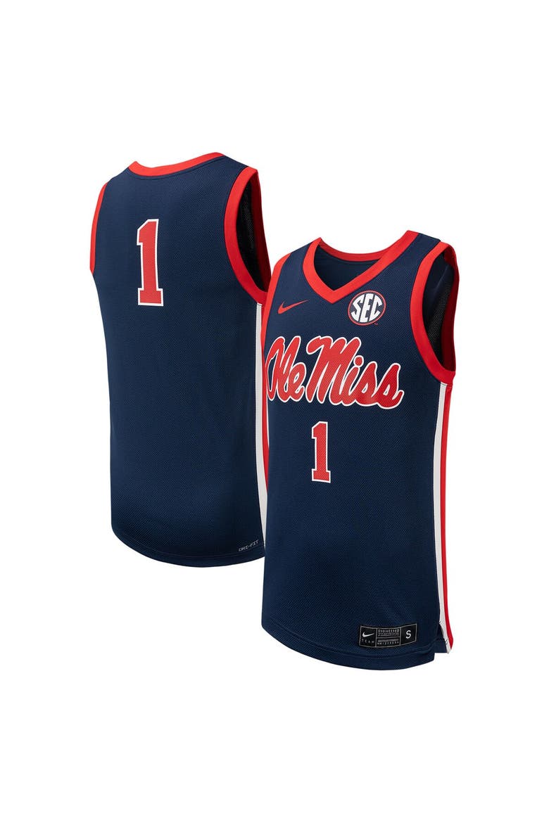 Men's Nike #1 Navy Ole Miss Rebels Replica Basketball Jersey, Main, color, Navy