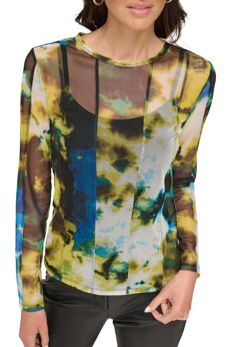 Tie Dye Mesh Top, Alternate, color, CITRINE/ BLACK MULTI