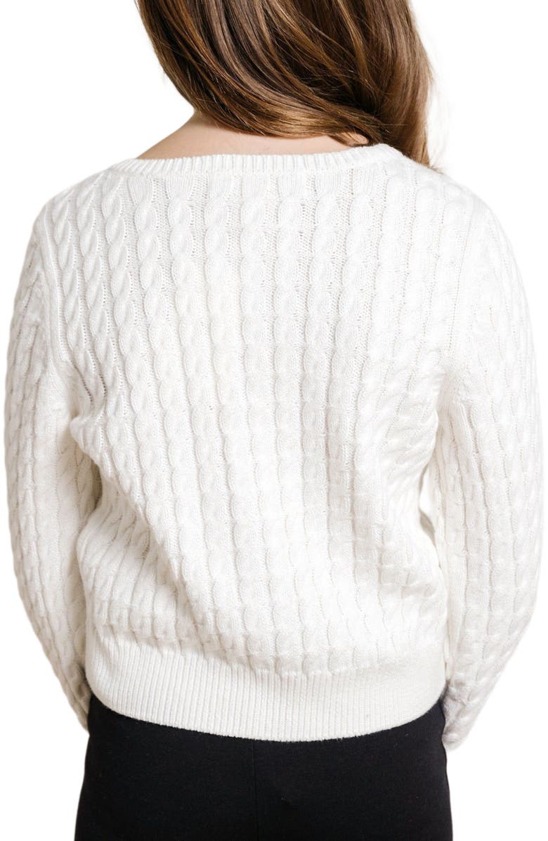 Hope & Henry Baby Girls' Organic Classic Cable Cardigan, Infant, Alternate, color, Soft White Cable