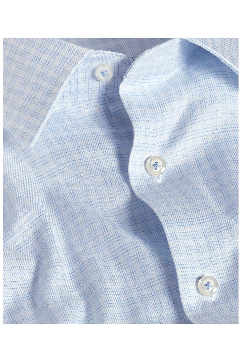 Trim Fit Check Stretch Cotton Twill Dress Shirt, Alternate, color, WHITE/ SKY
