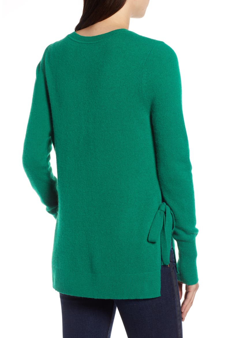 Side Tie Cashmere Sweater, Alternate, color, GREEN ULTRA