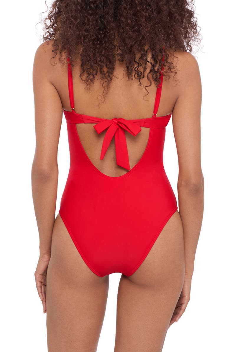 Steve Madden Cutout One-Piece Swimsuit, Alternate, color, Cherry Red