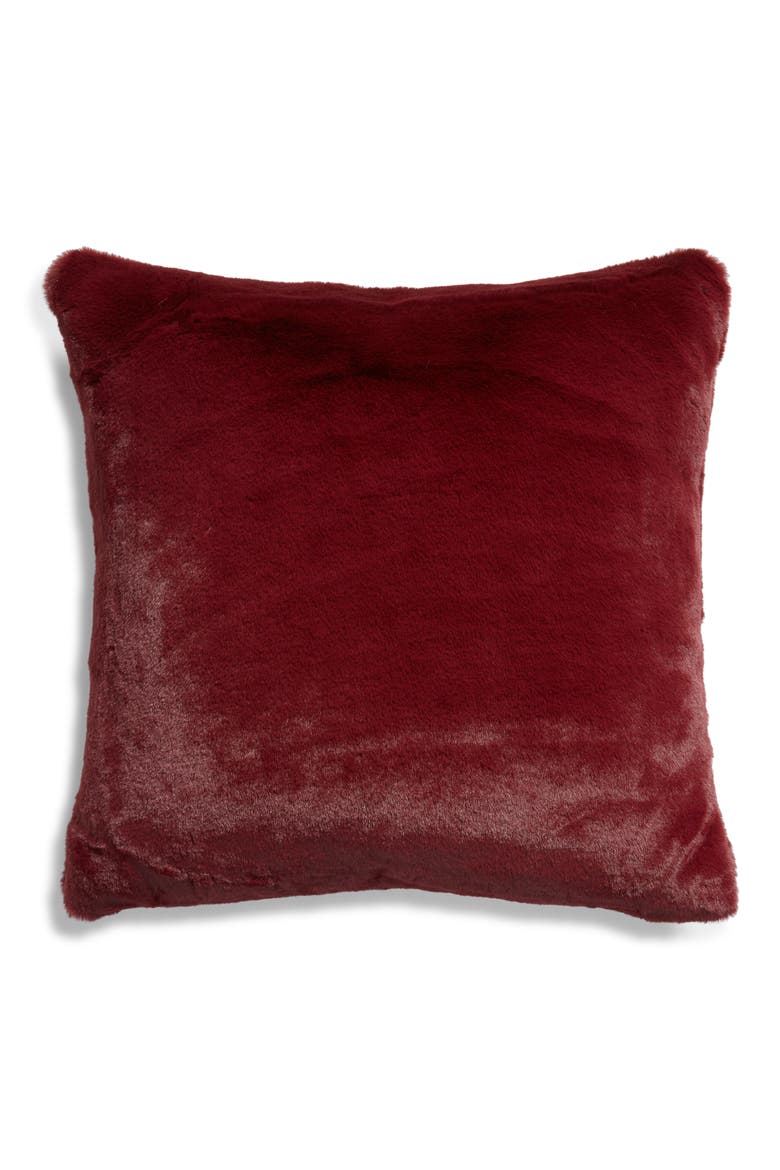 Favorite Faux Fur Accent Pillow, Main, color, RED GRAPE