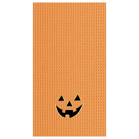 Jack O' Lantern Pumpkin Halloween Waffle Weave Cotton Kitchen Towel