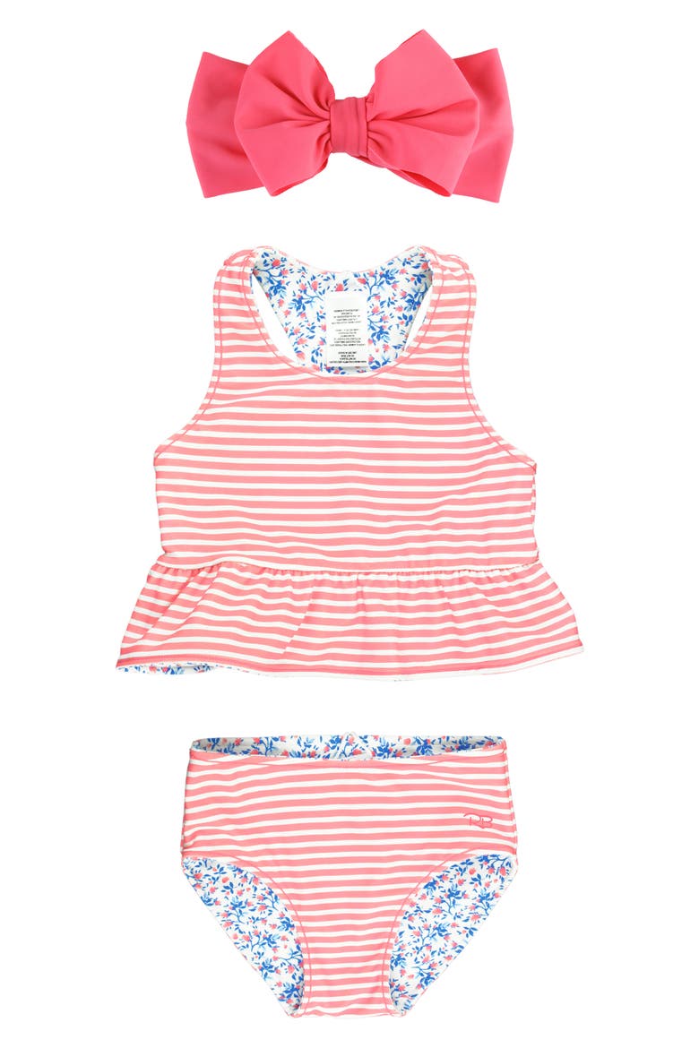 Kids Reversible Two-Piece Swimsuit & Headband Set, Alternate, color, COASTAL BREEZE FLORAL
