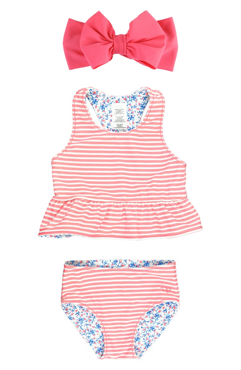 RuffleButts Kids Reversible Two-Piece Swimsuit & Headband Set, Alternate, color,