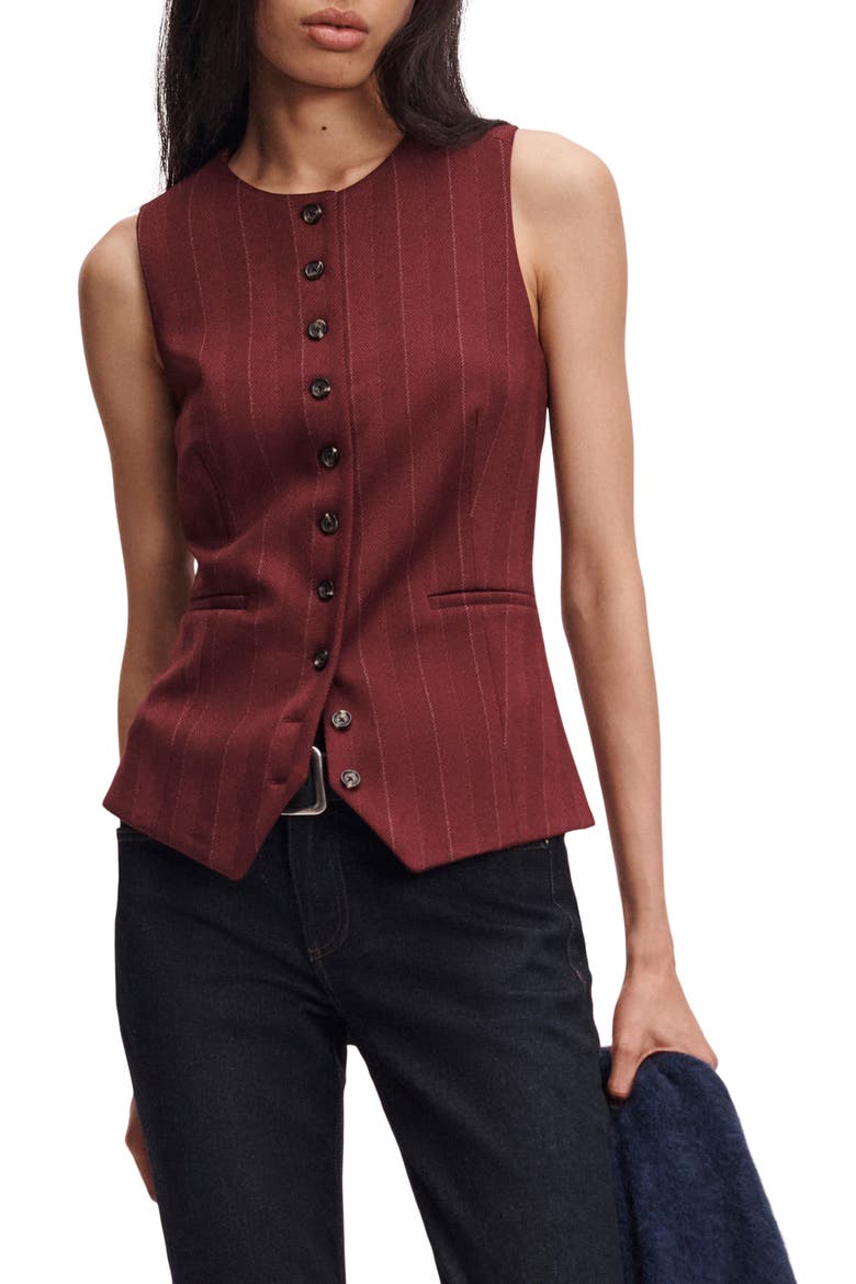 Irina Ponte Jacquard Long Vest, Main, color, BURGUNDY MULTI