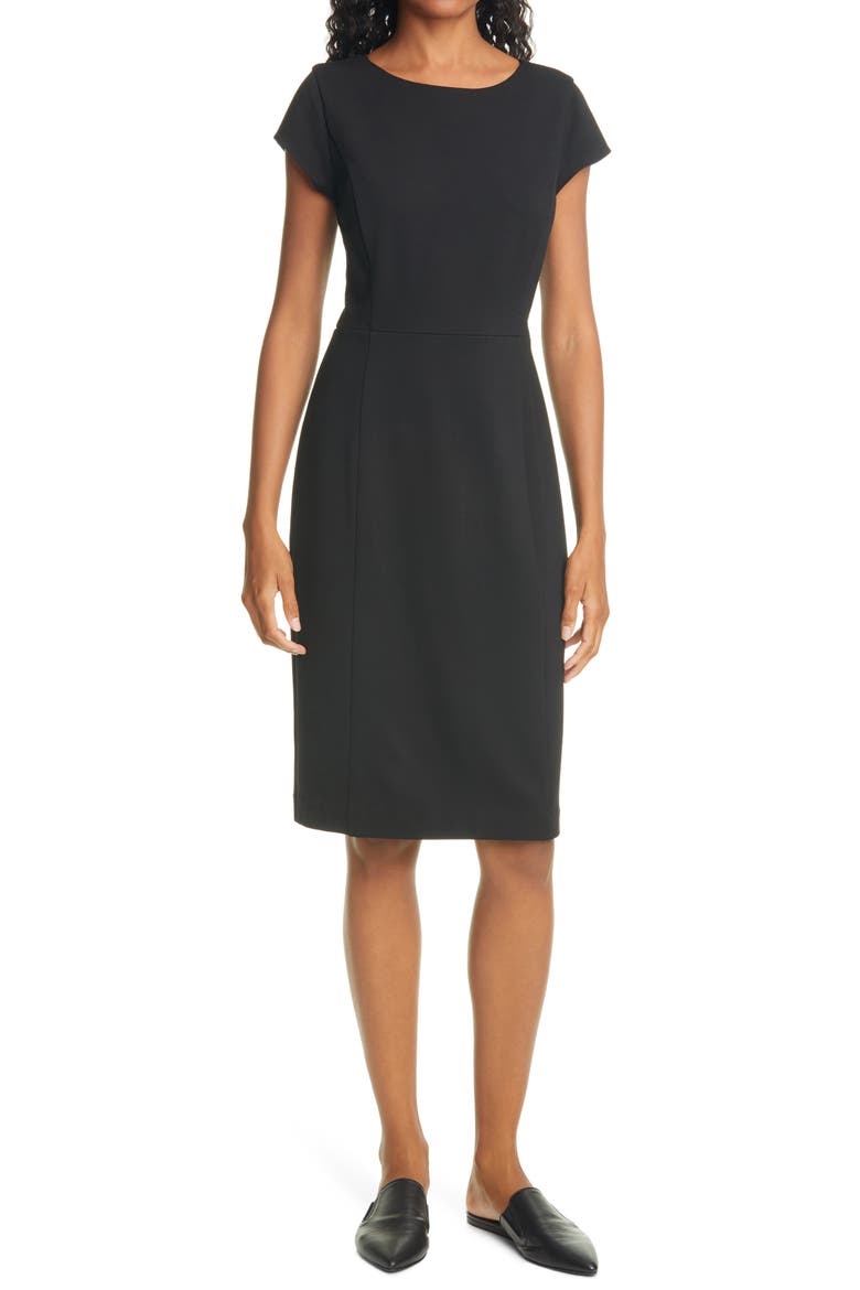 Sheath Work Dress, Main, color, BLACK