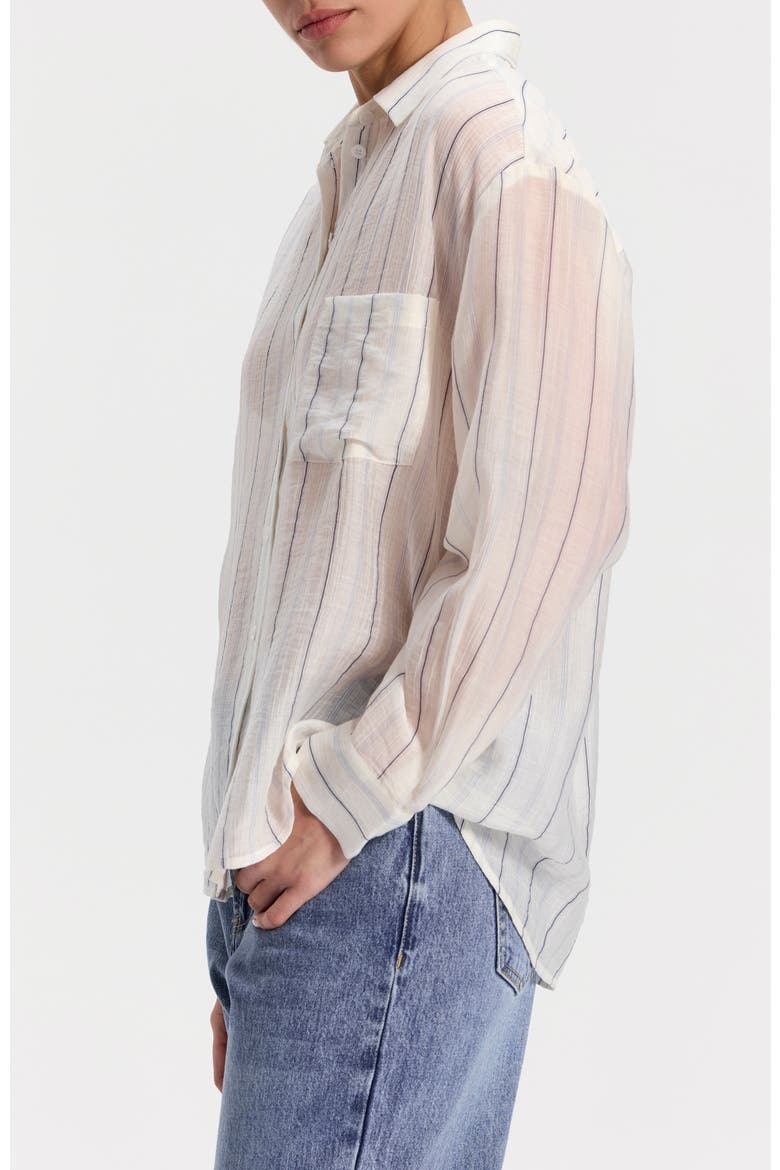 Striped Button-Up Shirt, Alternate, color, White-Blue Stripes