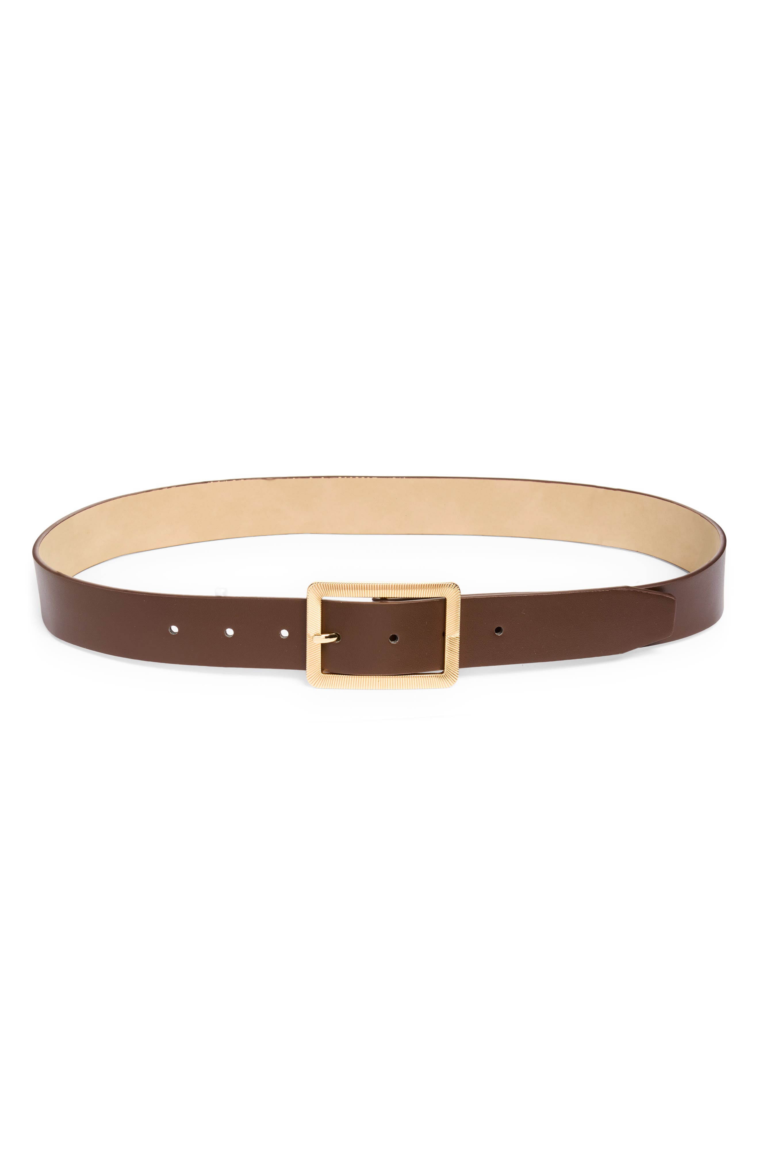 Steve Madden Ribbed Buckle Faux Leather Belt