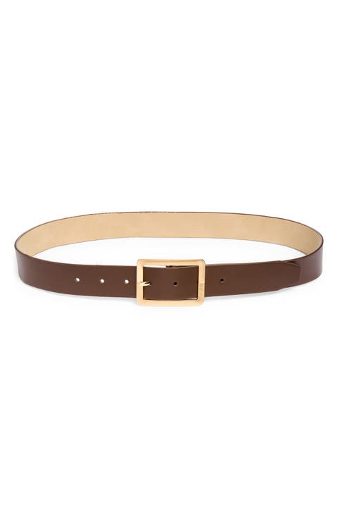 Ribbed Buckle Faux Leather Belt