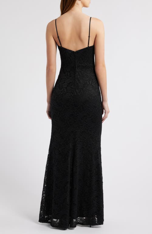 City Studio Black Glitter & Lace Dress In Black