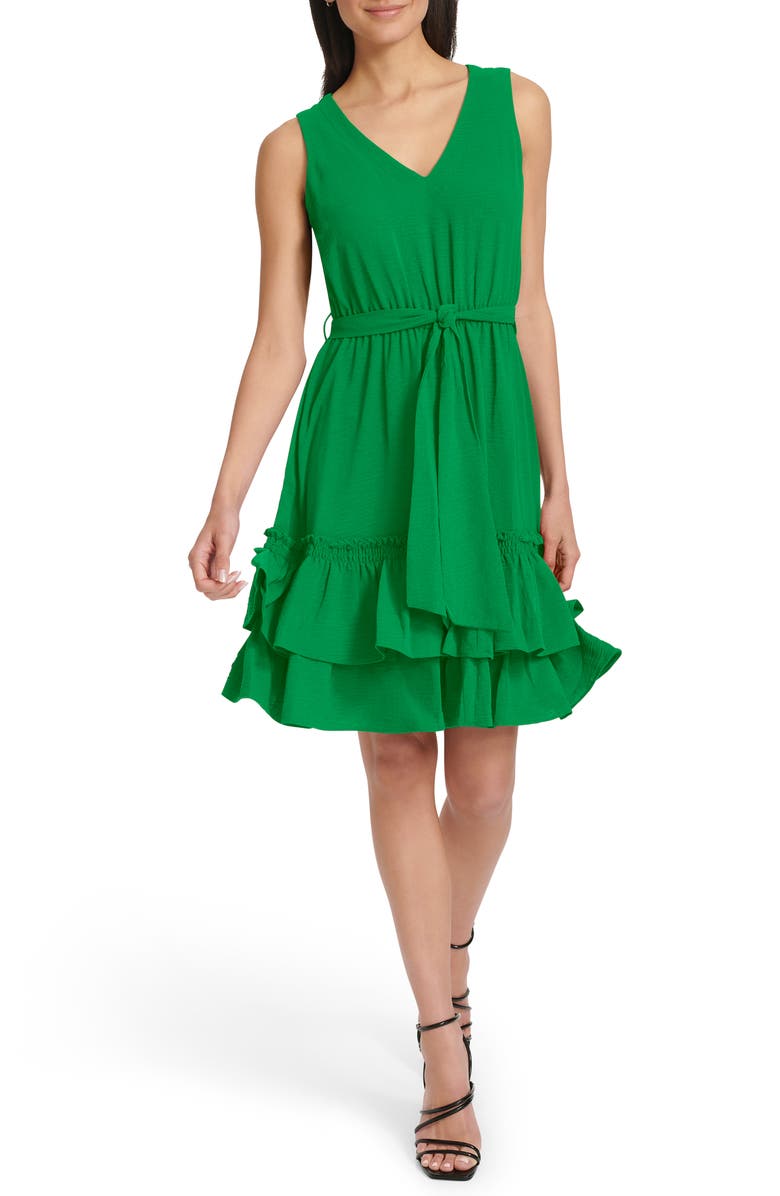 Calvin Klein V-Neck Sleeveless A-Line Dress, Main, color, 