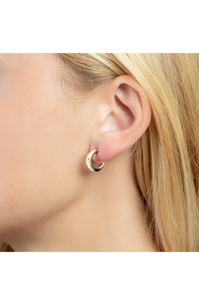 The Lovery Fine Jewelry Mini Saddle Huggie Hoop Earrings, Alternate, color, Yellow Gold