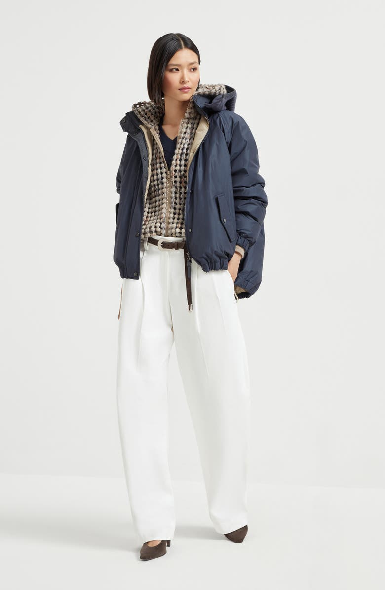 Brunello Cucinelli Water-resistant taffeta down jacket, Alternate, color, Blue